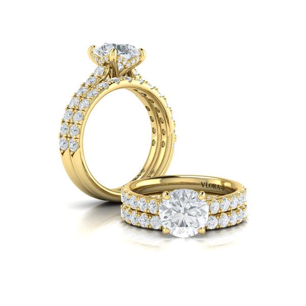 Timeless Cathedral Engagement Ring with Hidden Halo