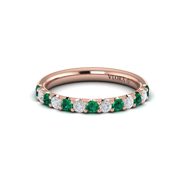 Emerald and Diamond Stackable Band