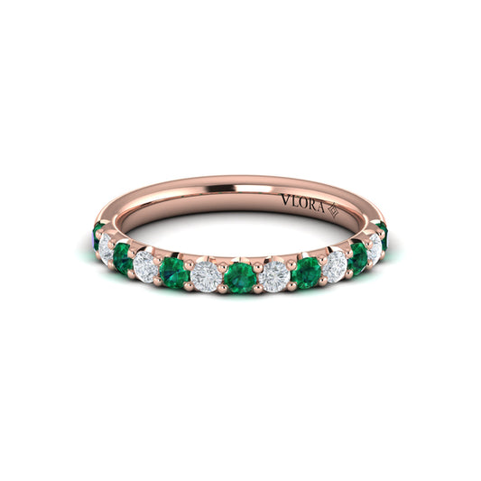 Emerald and Diamond Stackable Band