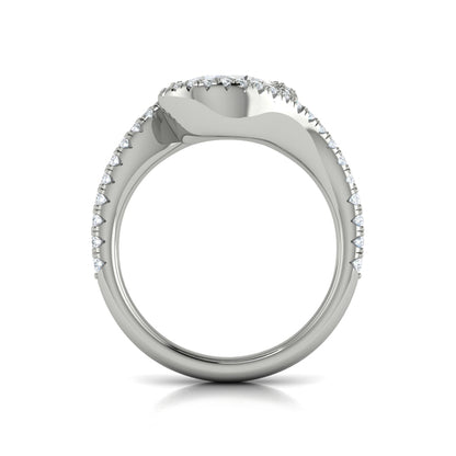 Modern Swirl Pavé Halo Engagement Ring