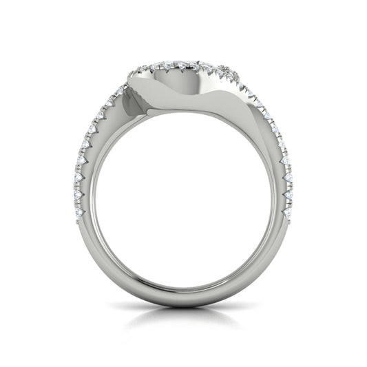 Modern Swirl Pavé Halo Engagement Ring