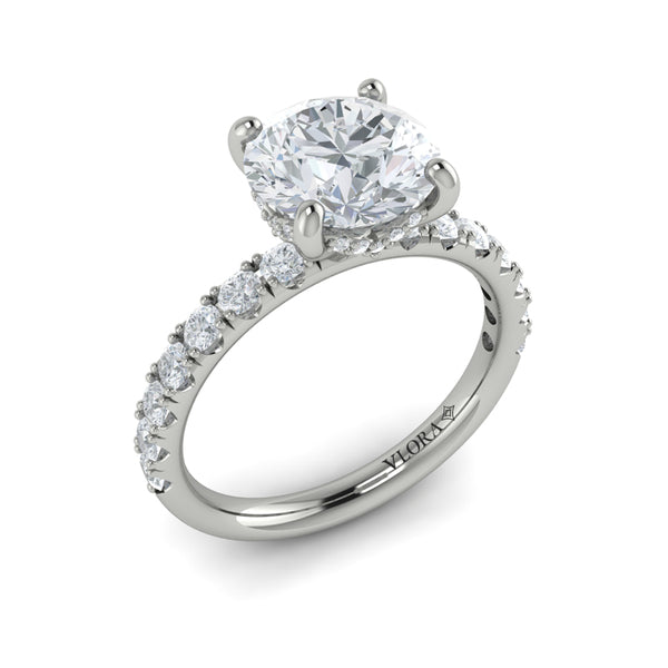 Round Classic Engagement Ring in Platinum by Vlora Bridal