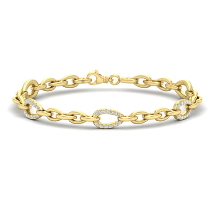 Diamond Open Tear Drop Link Bracelet