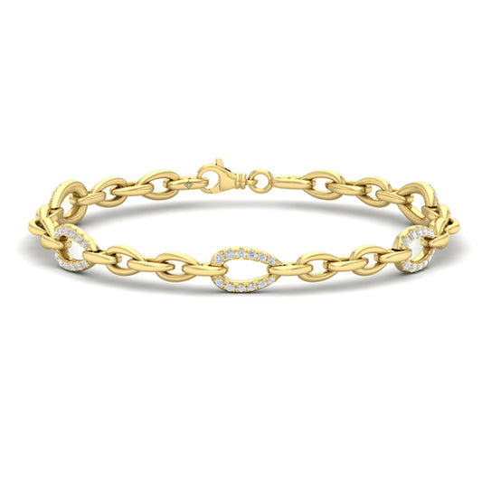 Diamond Open Tear Drop Link Bracelet