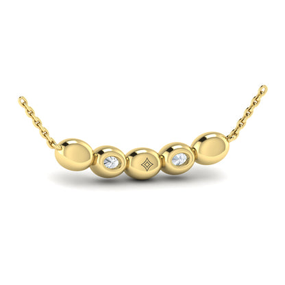 Contoured Gold and Diamond Pebble Necklace