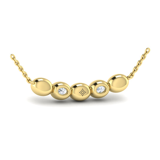 Contoured Gold and Diamond Pebble Necklace
