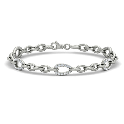 Diamond Open Tear Drop Link Bracelet