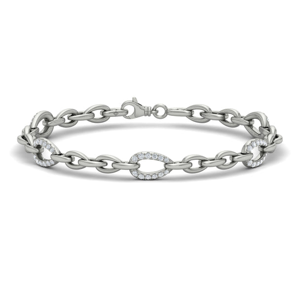 Diamond Open Tear Drop Link Bracelet