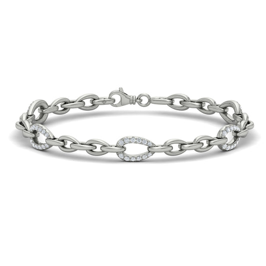 Diamond Open Tear Drop Link Bracelet