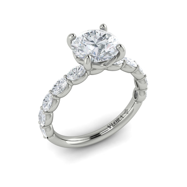 Round Classic Engagement Ring in Platinum by Vlora Bridal