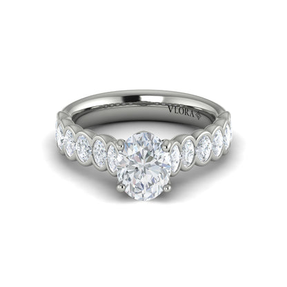 Oval Accent Oval Diamond Engagement Ring