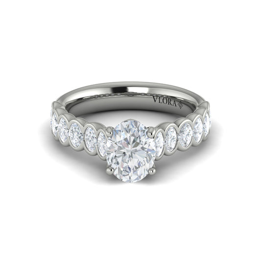 Oval Accent Oval Diamond Engagement Ring