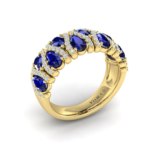 Multi Diamond and Sapphire Statement Ring
