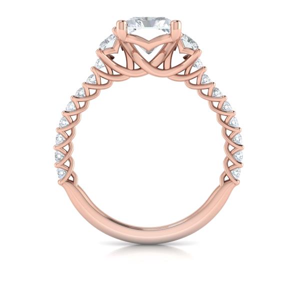 Interwoven Emerald Cut Three Stone Engagement Ring