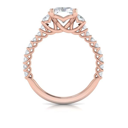 Interwoven Emerald Cut Three Stone Engagement Ring