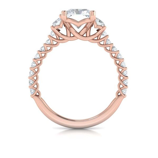 Interwoven Emerald Cut Three Stone Engagement Ring