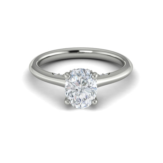 Solitaire Oval Engagement Ring with Hidden Halo