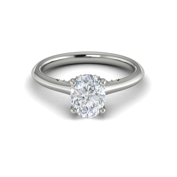 Solitaire Oval Engagement Ring with Hidden Halo