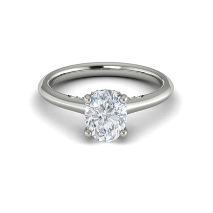 Solitaire Oval Engagement Ring with Hidden Halo