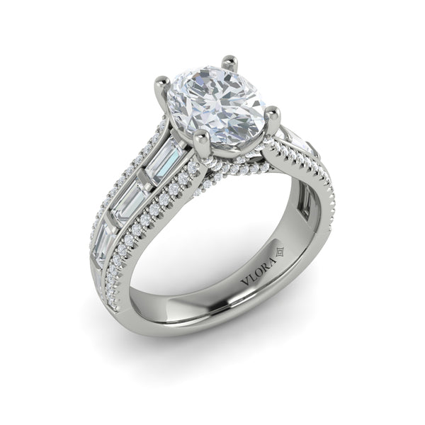 Oval Classic Engagement Ring in Platinum by Vlora Bridal