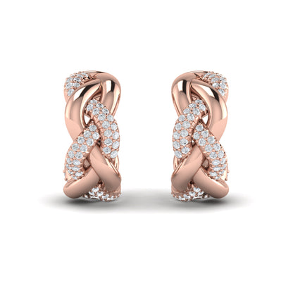 Alternating Diamond Twist Huggie Hoop Earrings