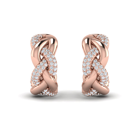 Alternating Diamond Twist Huggie Hoop Earrings