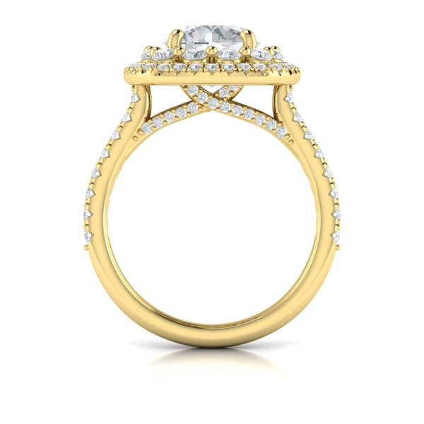 Double Euro Halo Round Engagement Ring