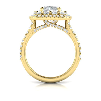 Double Euro Halo Round Engagement Ring