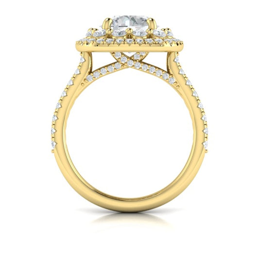 Double Euro Halo Round Engagement Ring