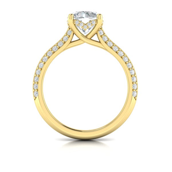 Round Classic Engagement Ring in 14K Yellow Gold by Vlora Bridal