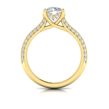 Round Classic Engagement Ring in 14K Yellow Gold by Vlora Bridal
