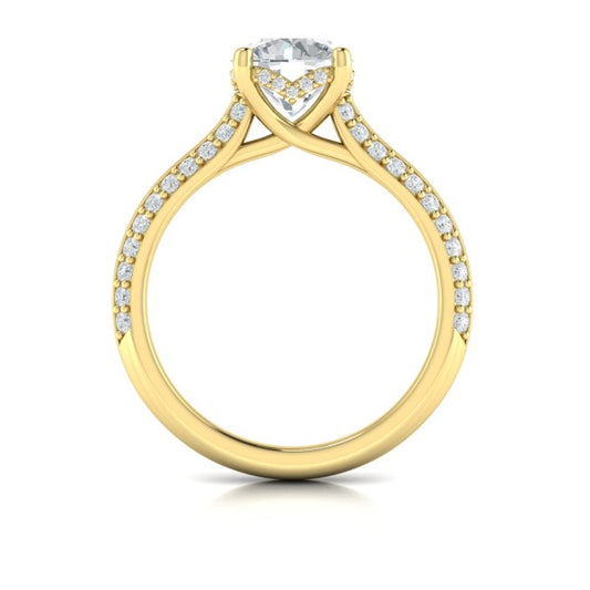 Round Classic Engagement Ring in 14K Yellow Gold by Vlora Bridal