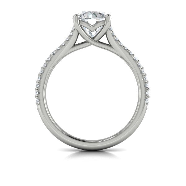 Round Classic, Split Shank Engagement Ring in Platinum by Vlora Bridal