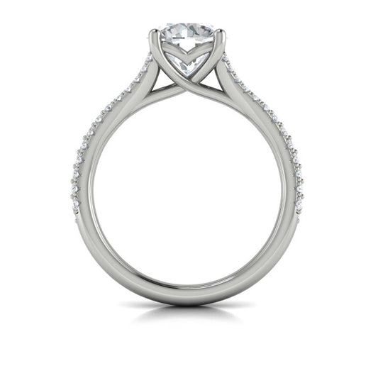 Round Classic, Split Shank Engagement Ring in Platinum by Vlora Bridal