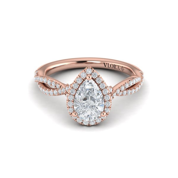 Entwined Pear Halo Engagement Ring