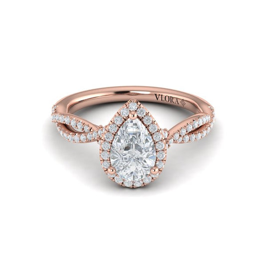 Entwined Pear Halo Engagement Ring