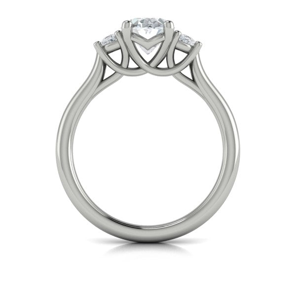 Oval Three Stone Engagement Ring in Platinum by Vlora Bridal