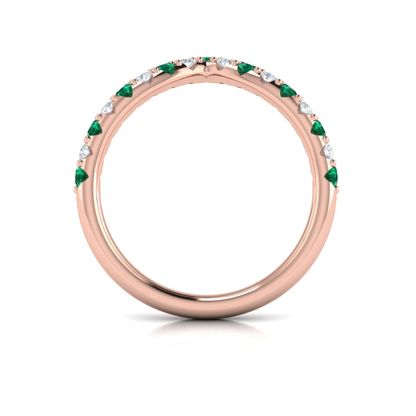 Emerald and Diamond Contour Band
