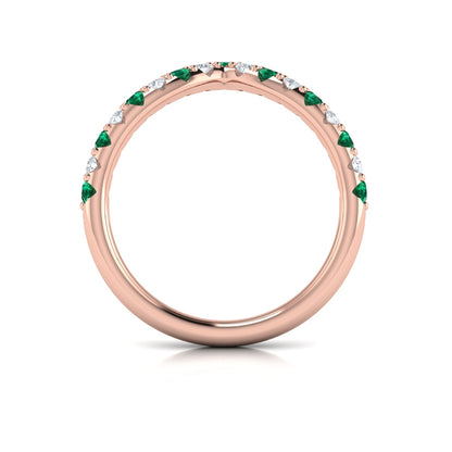 Emerald and Diamond Contour Band