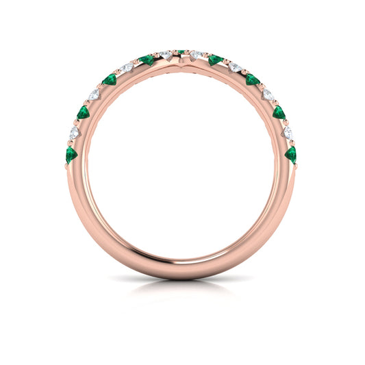Emerald and Diamond Contour Band