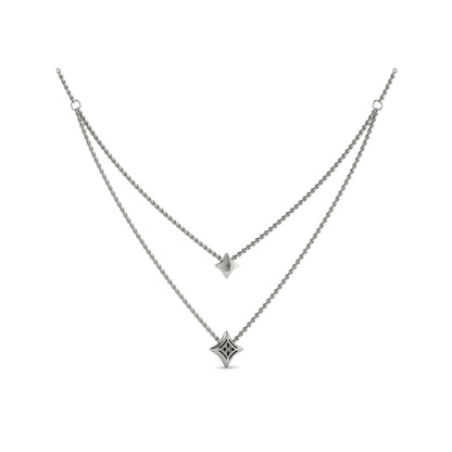 Two Row Diamond Vlora Star Pendant Necklace