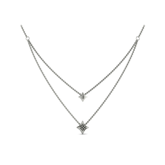 Two Row Diamond Vlora Star Pendant Necklace