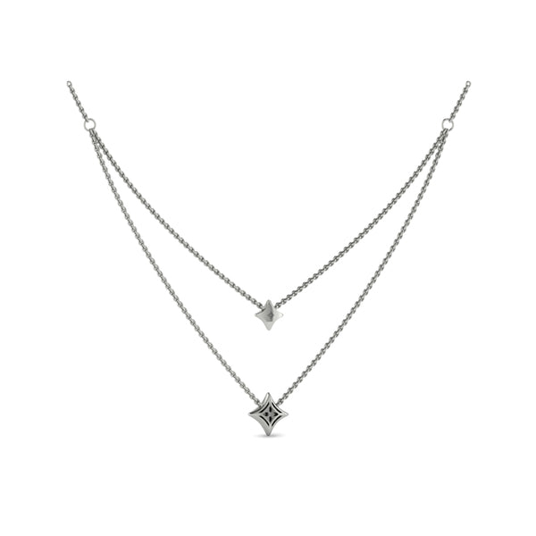 Two Row Diamond Vlora Star Pendant Necklace