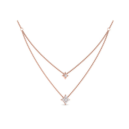 Two Row Diamond Vlora Star Pendant Necklace