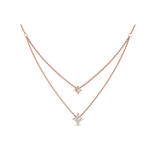 Two Row Diamond Vlora Star Pendant Necklace
