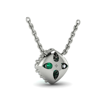 Diamond Halo and Round Emerald Center Pendant