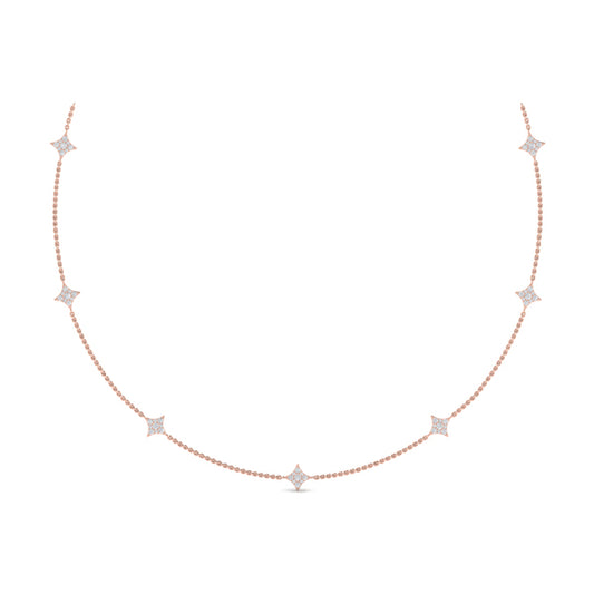 Diamond Cluster Multi Vlora Star Pendant Necklace