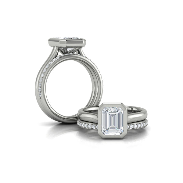 Bold Bezel Emerald Cut Engagement Ring
