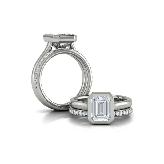 Matching Band for Bold Bezel Emerald Cut Engagement Ring