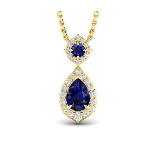Tear Drop Sapphire and Diamond Pendant